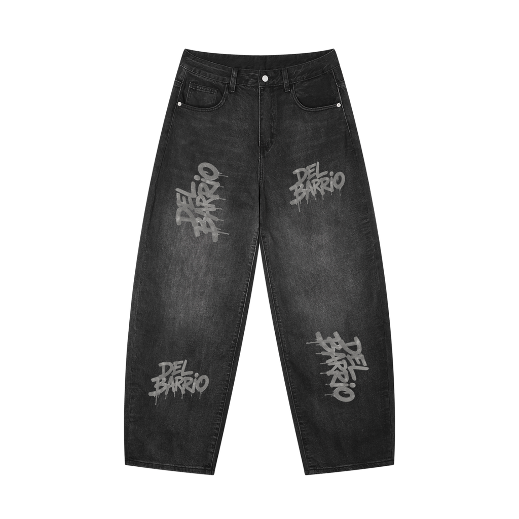Del Barrio Men's Sunfade Vintage Wash Barrel Leg Jeans