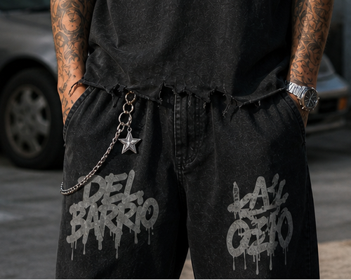 Del Barrio Men's Sunfade Vintage Wash Barrel Leg Jeans