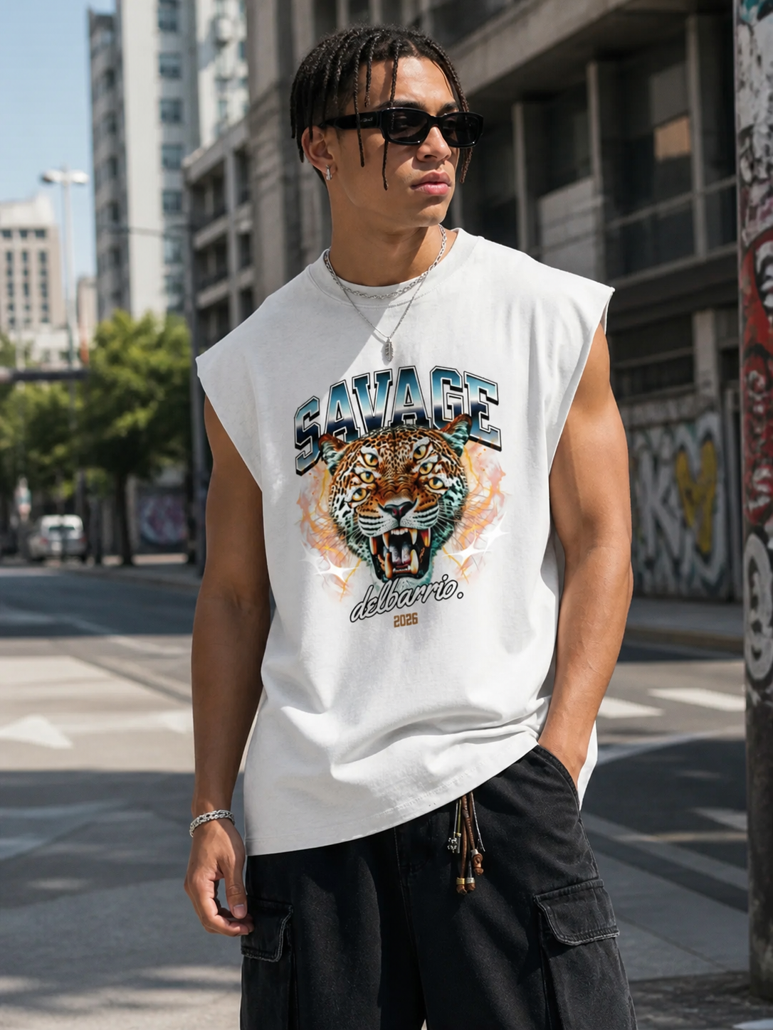 3 Eye Tiger Cotton Tank Top